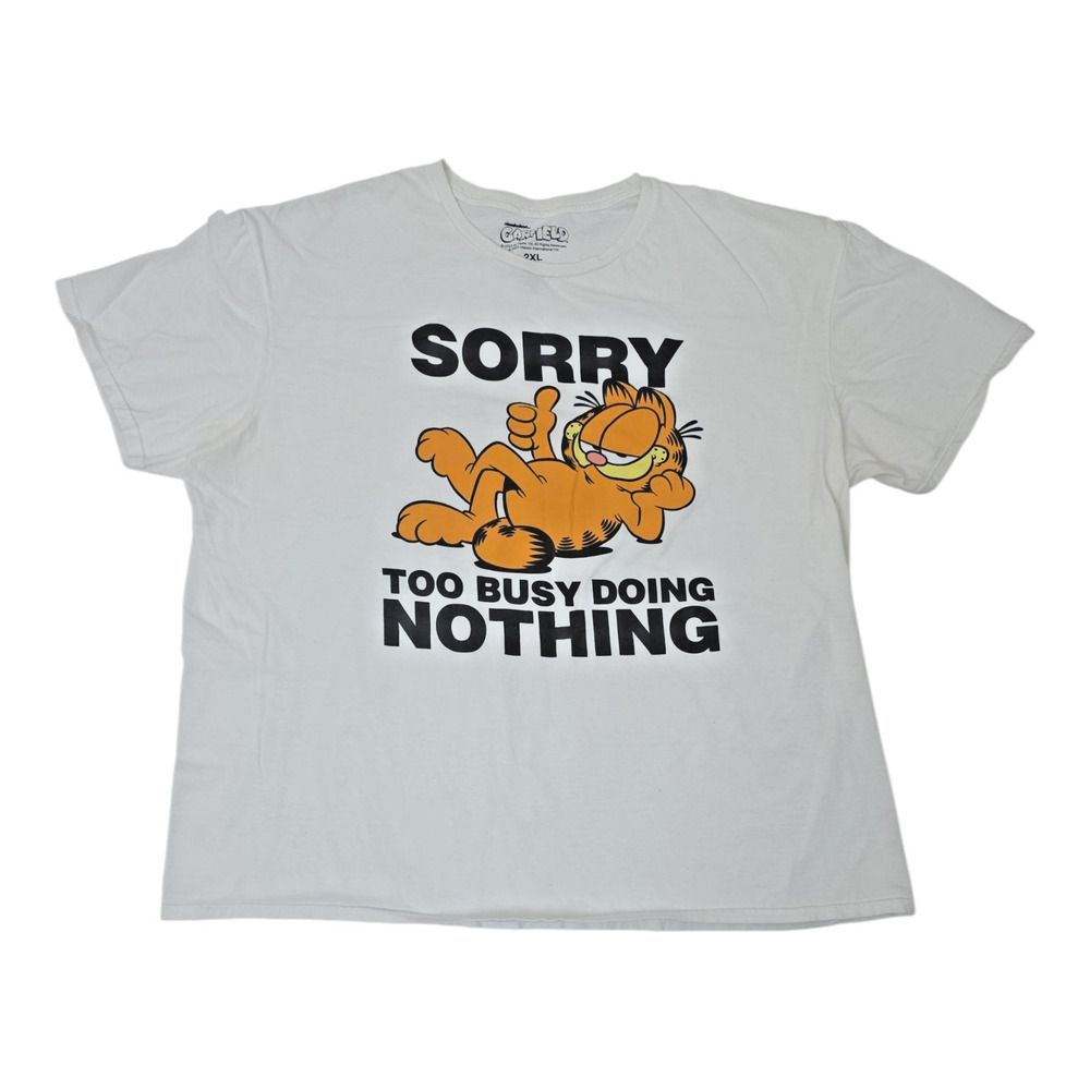 Men's Funny Garfield T Shirt Size 2XL "Sorry Busy Doing Nothing" 100% Cotton